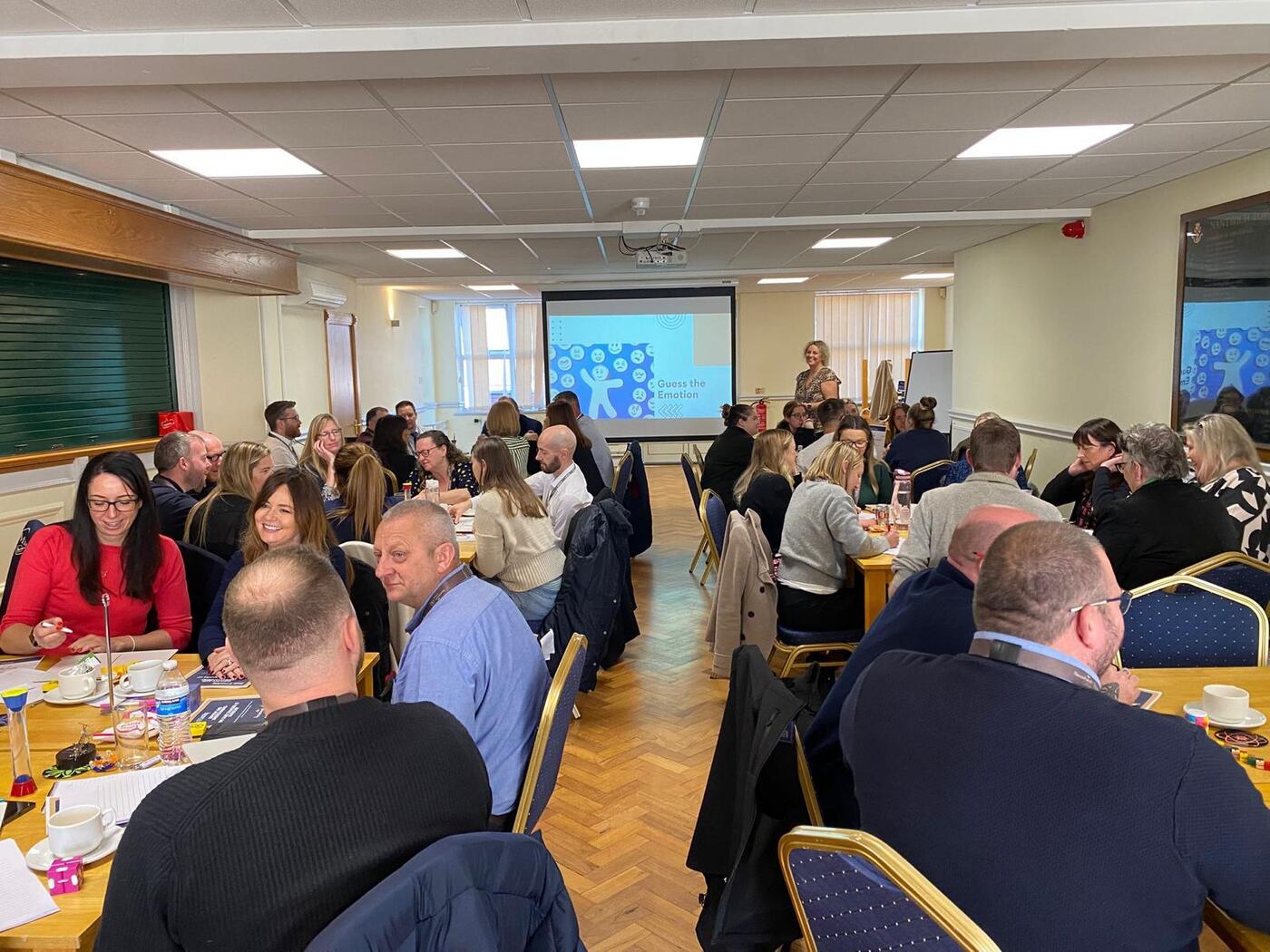 Anna working with a room of learners during a training day at Reaseheath.